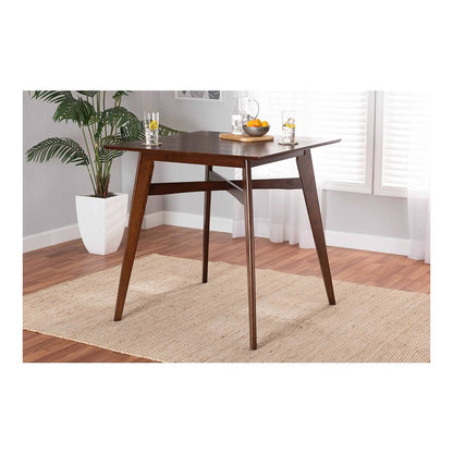 Leena Mid-Century Modern Walnut Brown Finished Wood Counter Height Pub Table