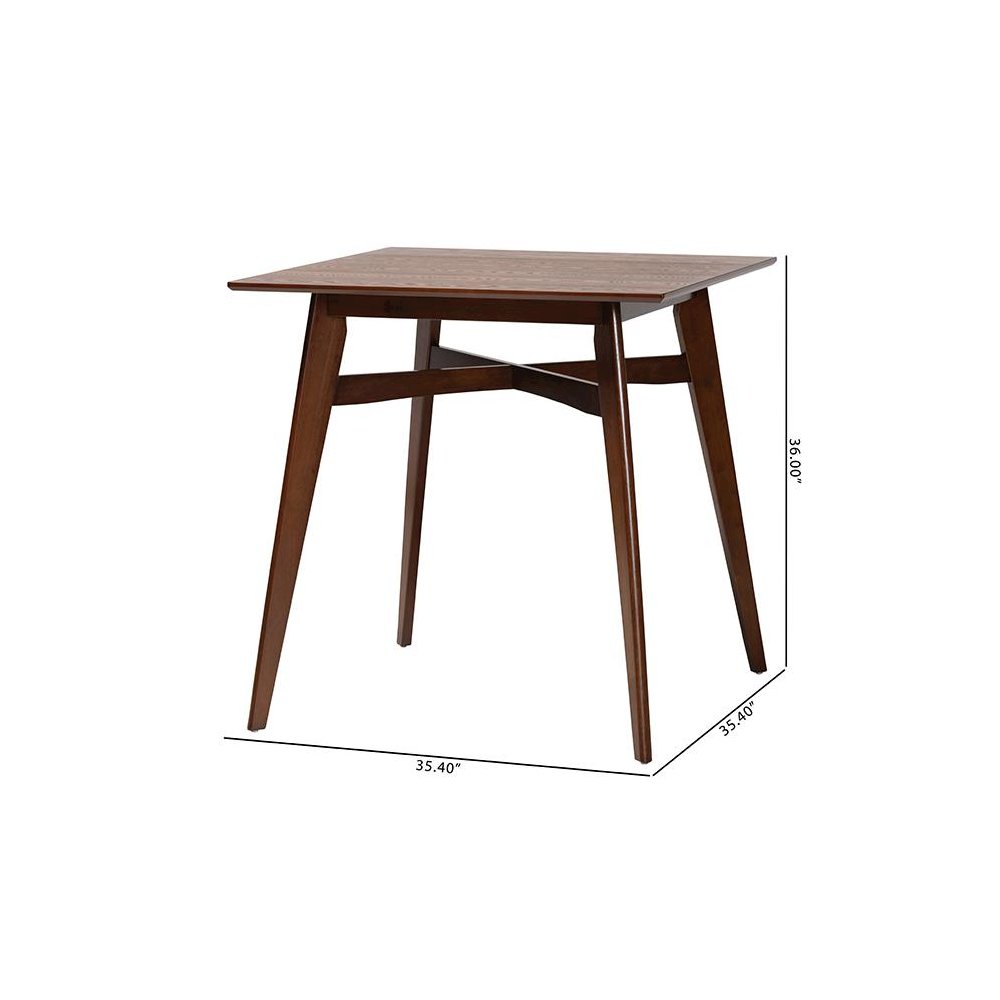 Leena Mid-Century Modern Walnut Brown Finished Wood Counter Height Pub Table