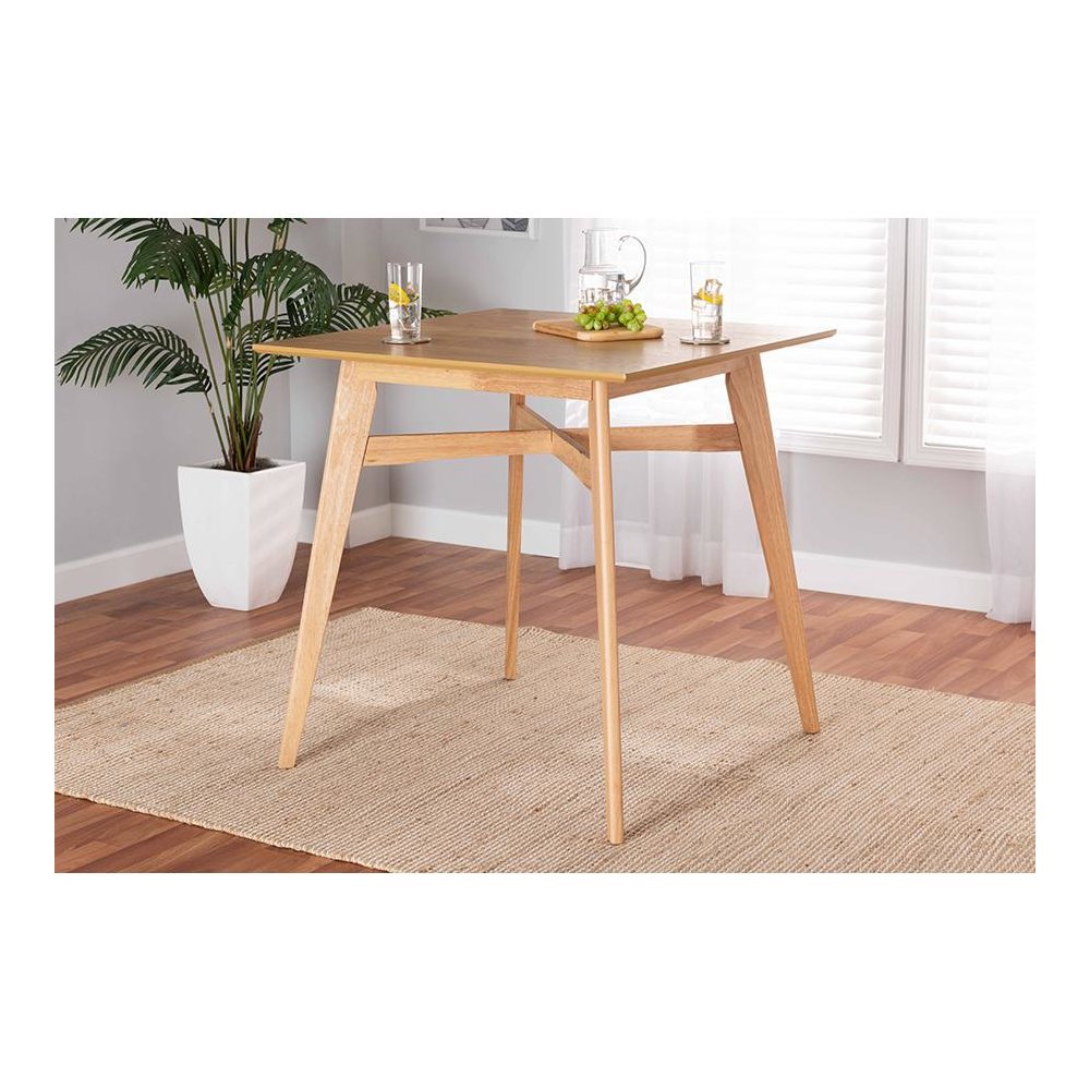 Leena Mid-Century Modern Natural Oak Finished Wood Counter Height Pub Table