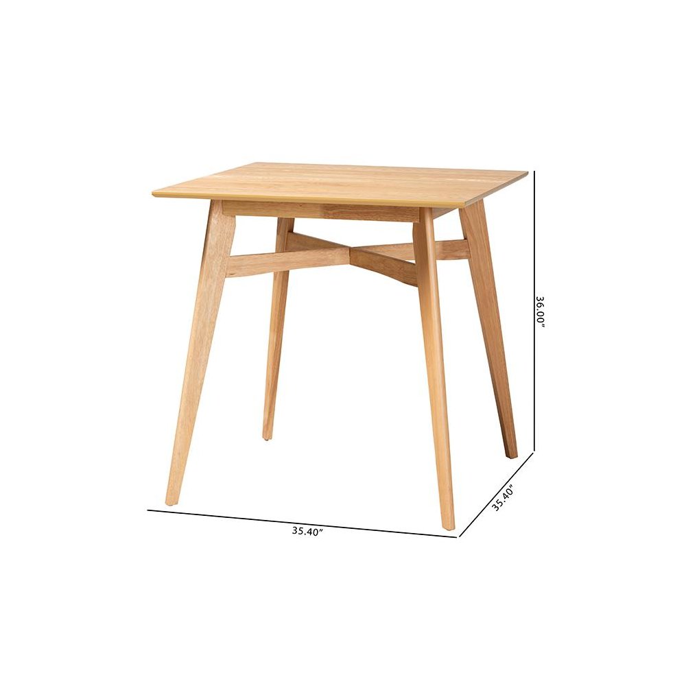 Leena Mid-Century Modern Natural Oak Finished Wood Counter Height Pub Table
