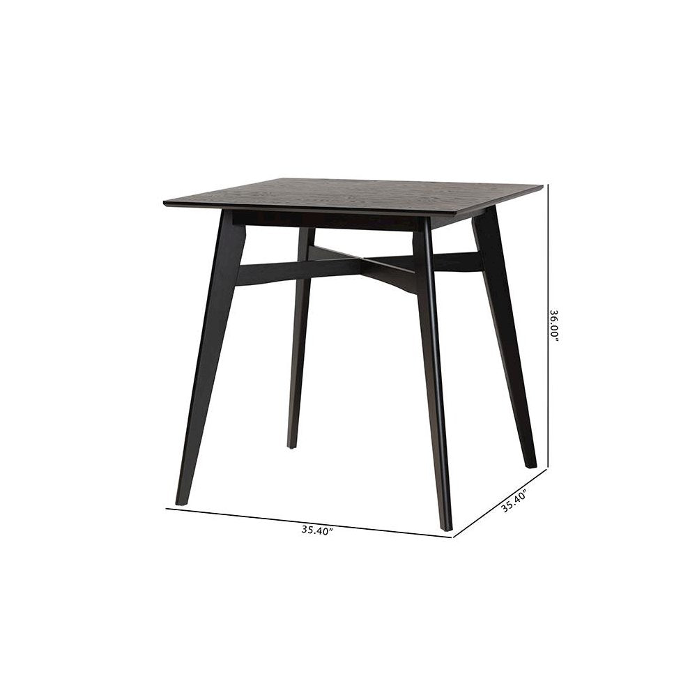 Leena Mid-Century Modern Black Finished Wood Counter Height Pub Table