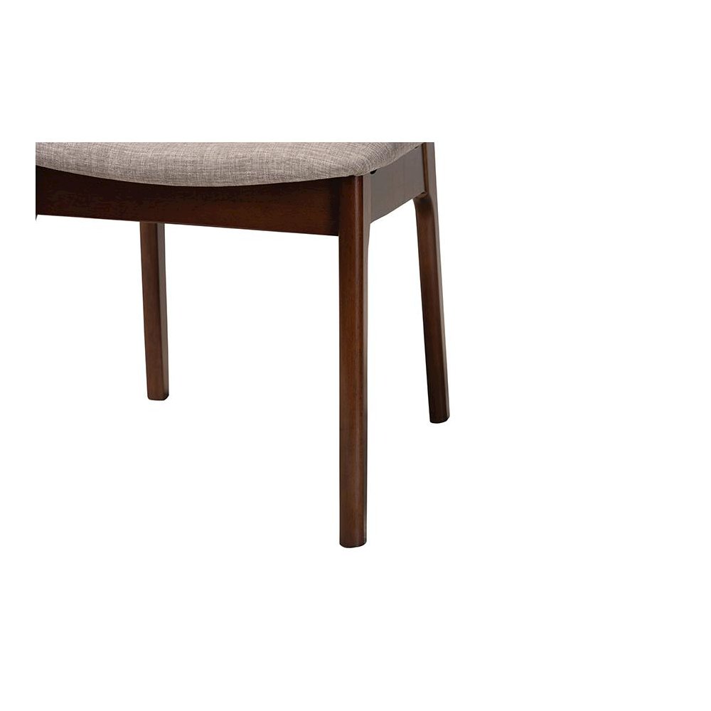 Grey Fabric and Walnut Brown Finished Wood 2-Piece Dining Chair Set