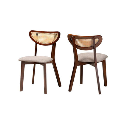 Grey Fabric and Walnut Brown Finished Wood Dining Chair