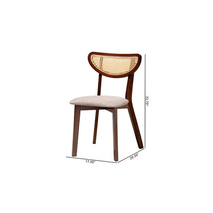 Grey Fabric and Walnut Brown Finished Wood Dining Chair