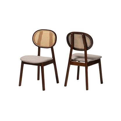Grey Fabric and Walnut Brown Finished Wood 2-Piece Dining Chair Set