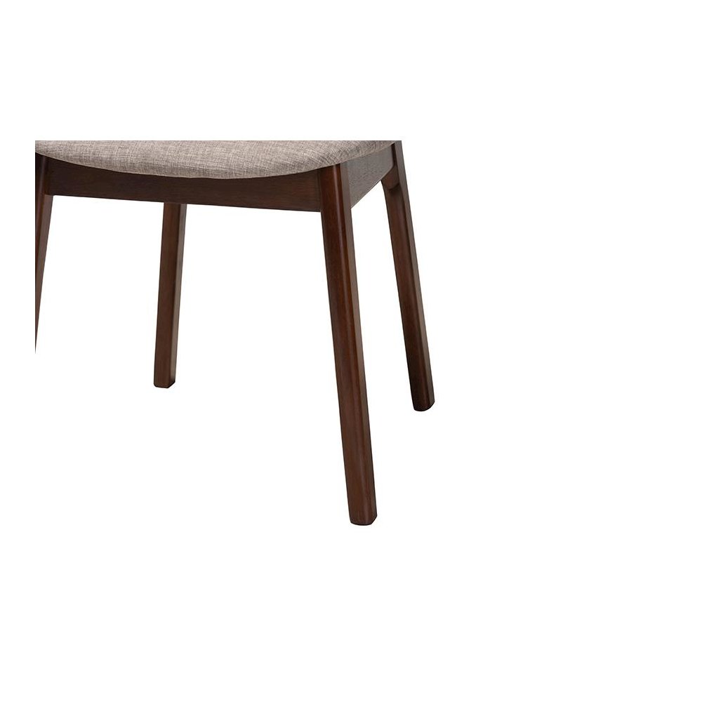 Grey Fabric and Walnut Brown Finished Wood 2-Piece Dining Chair Set