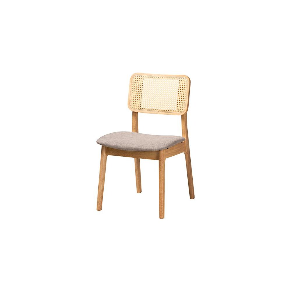 Grey Fabric and Natural Oak Finished Wood 5-Piece Dining Set