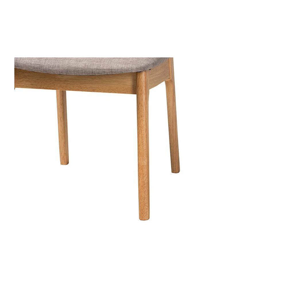 Grey Fabric and Ntural Oak Finished Wood 2-Piece Dining Chair Set