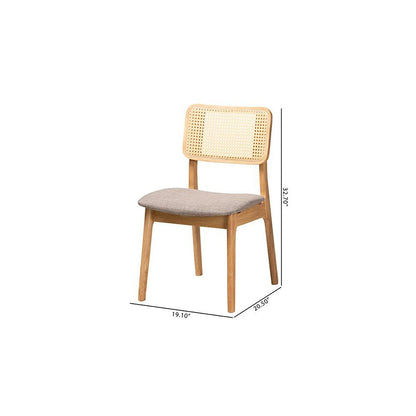 Grey Fabric and Ntural Oak Finished Wood 2-Piece Dining Chair Set