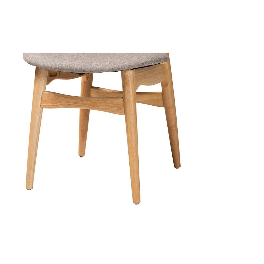 Grey Fabric and Natural Oak Finished Wood 7-Piece Dining Set