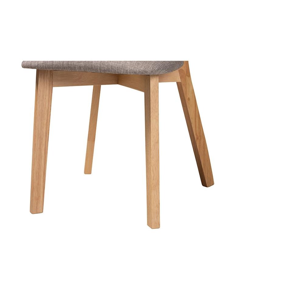 Grey Fabric and Natural Oak Finished Wood 7-Piece Dining Set