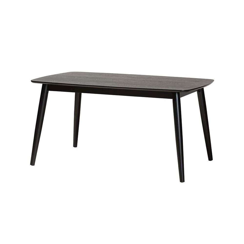 Cream Fabric and Black Finished Wood 7-Piece Dining Set