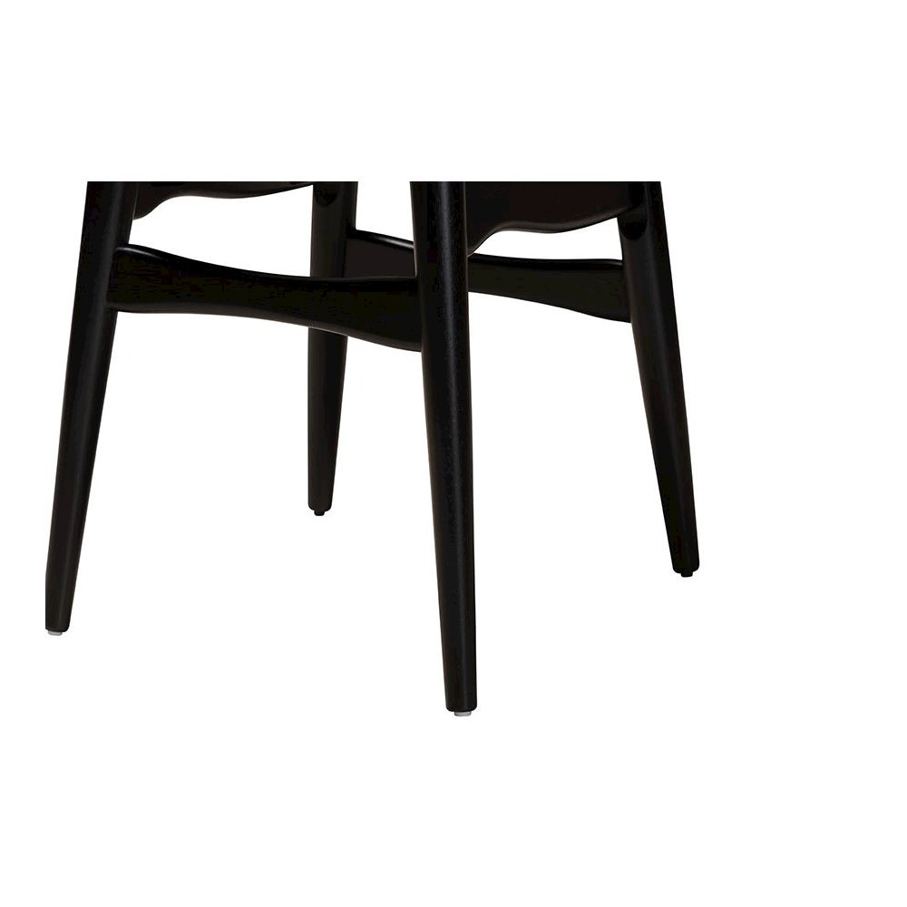 Cream Fabric and Black Finished Wood 2-Piece Dining Chair Set