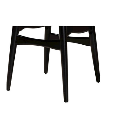 Cream Fabric and Black Finished Wood 2-Piece Dining Chair Set