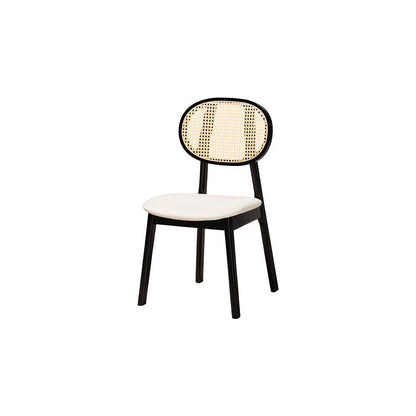 Cream Fabric and Black Finished Wood 5-Piece Dining Set
