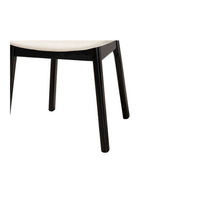 Cream Fabric and Black Finished Wood 5-Piece Dining Set