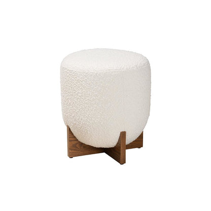 Walnut Brown Finished Wood Ottoman Footstool