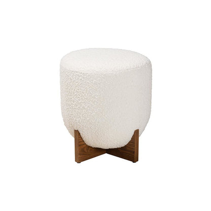 Walnut Brown Finished Wood Ottoman Footstool