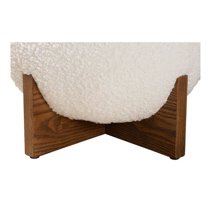 Walnut Brown Finished Wood Ottoman Footstool