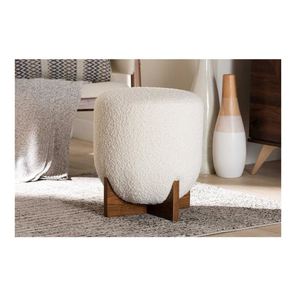 Walnut Brown Finished Wood Ottoman Footstool