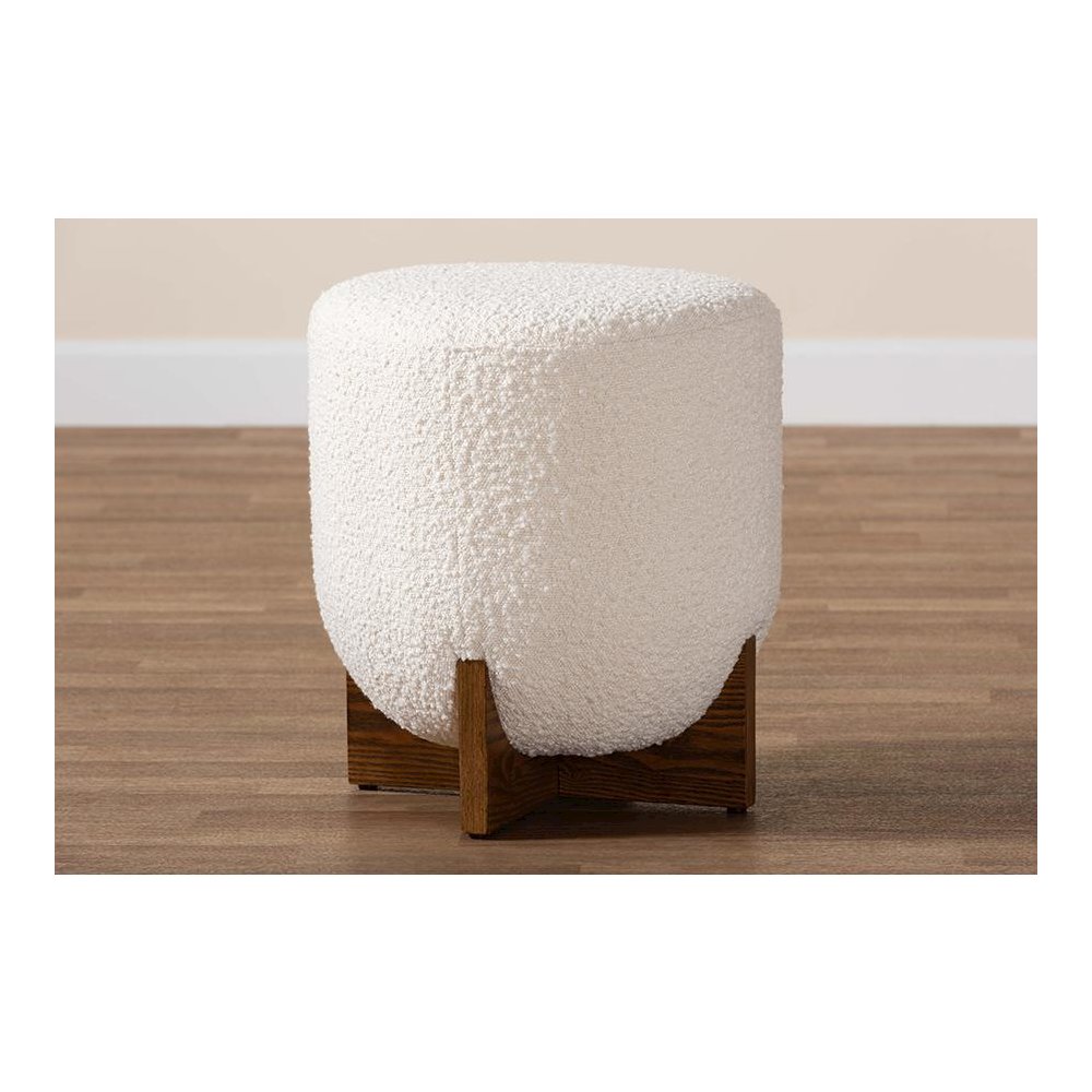 Walnut Brown Finished Wood Ottoman Footstool