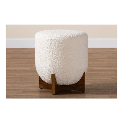 Walnut Brown Finished Wood Ottoman Footstool