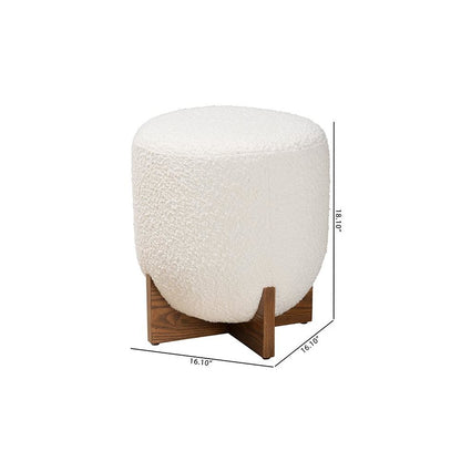 Walnut Brown Finished Wood Ottoman Footstool