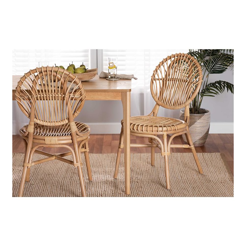 bali & pari Iris Modern Bohemian Natural Brown Rattan Dining Chair