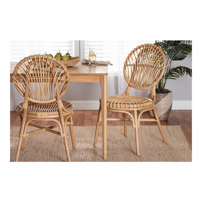 bali & pari Iris Modern Bohemian Natural Brown Rattan Dining Chair