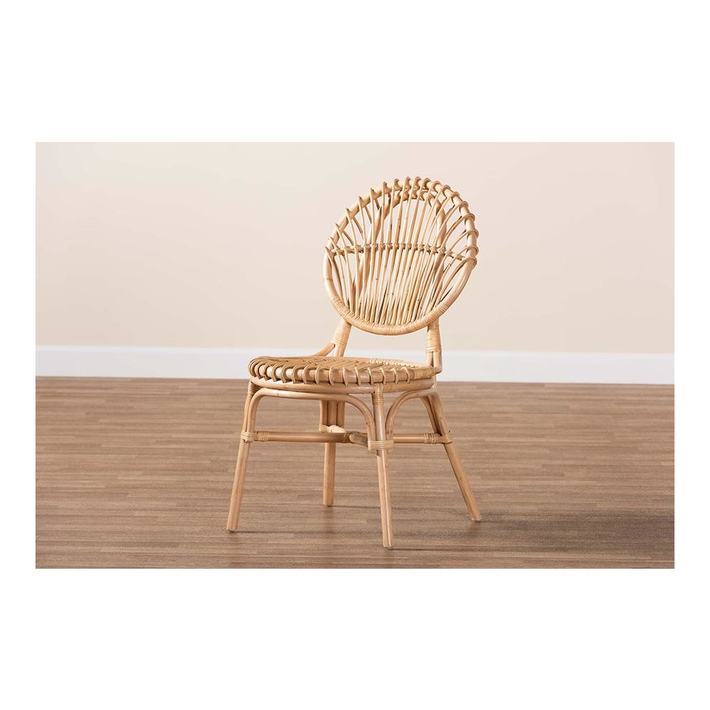 bali & pari Iris Modern Bohemian Natural Brown Rattan Dining Chair