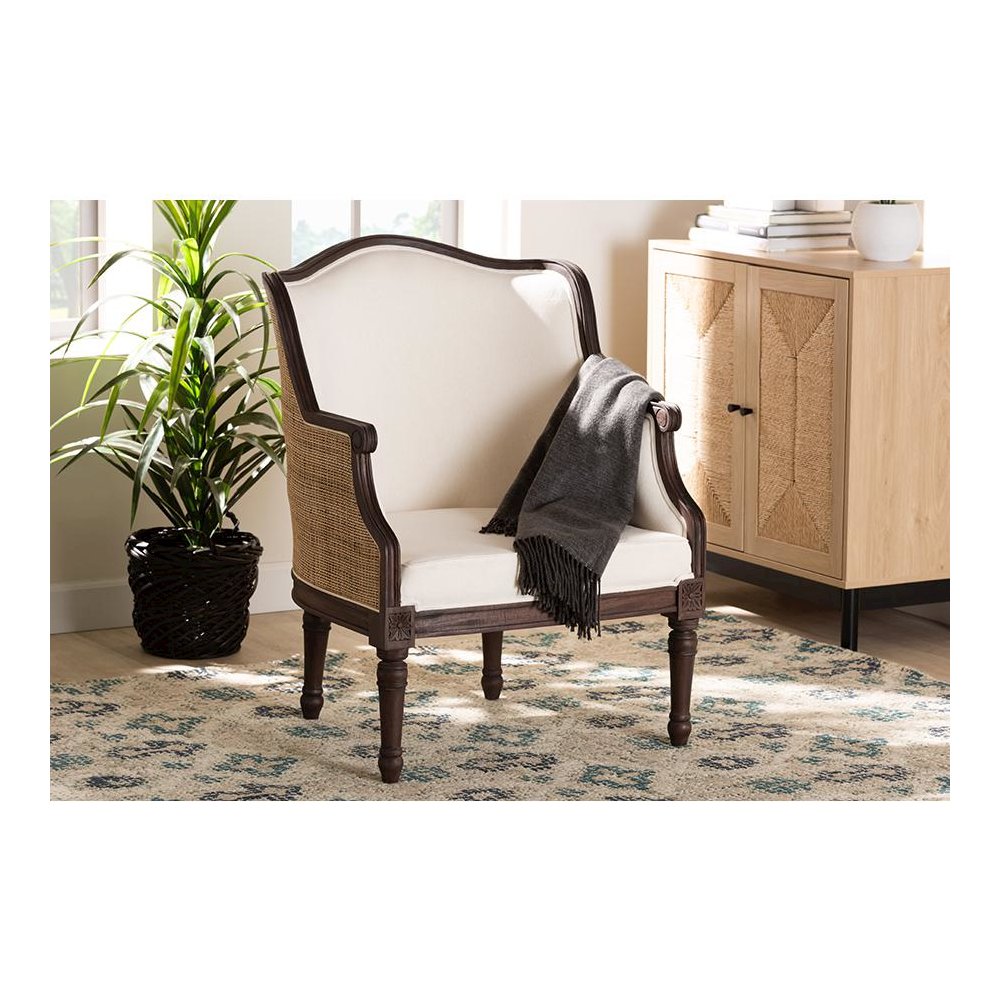 Dark Brown Finished Wood Accent Chair
