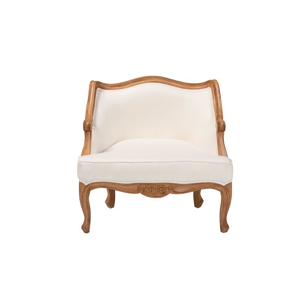 Honey Oak Finished Wood Low Seat Accent Chair