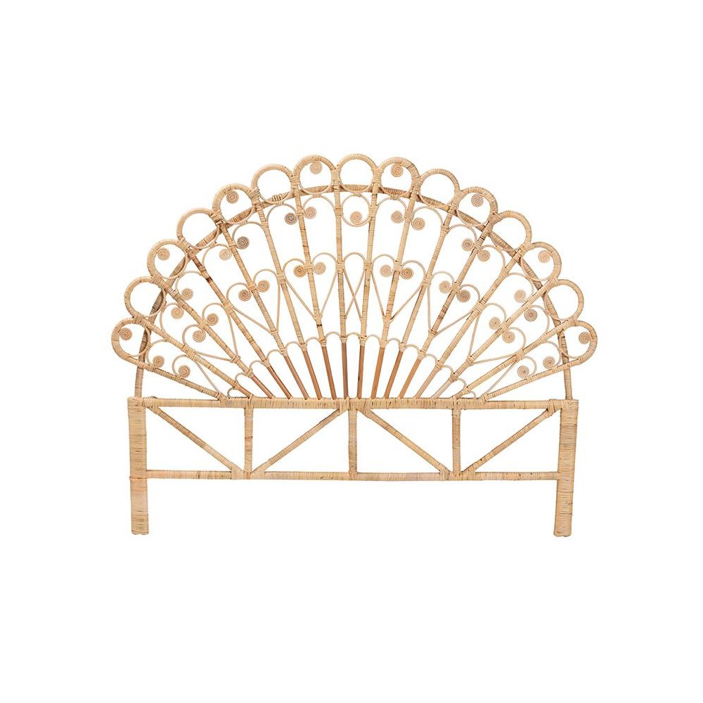 Bohemian Natural Brown Rattan Queen Size Standalone Headboard