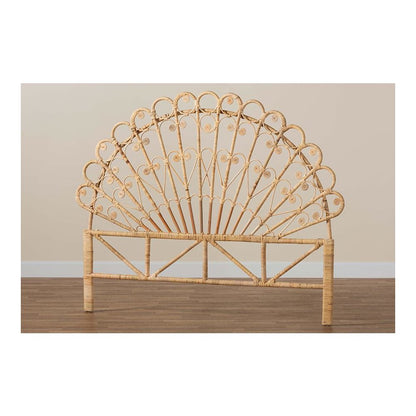 Bohemian Natural Brown Rattan Queen Size Standalone Headboard