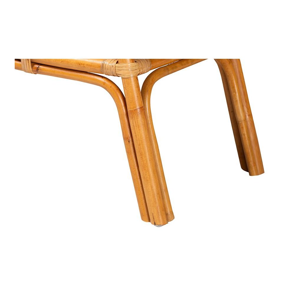 Nayana Modern Bohemian Natural Rattan 2-Tier Console Table