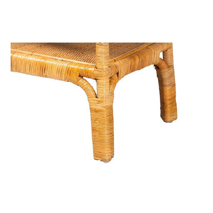 Savitri Modern Bohemian Natural Rattan 2-Tier Console Table