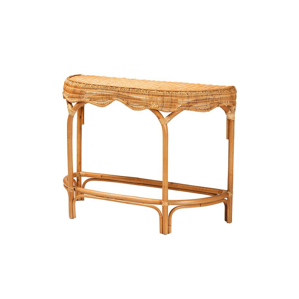 bali & pari Wakana Modern Bohemian Natural Brown Rattan Console Table
