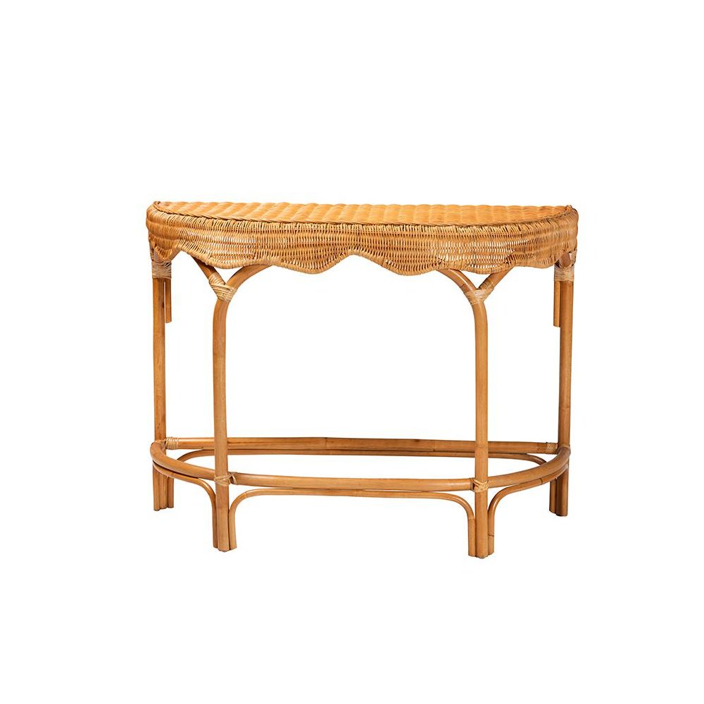 bali & pari Wakana Modern Bohemian Natural Brown Rattan Console Table