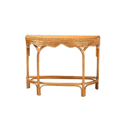 bali & pari Wakana Modern Bohemian Natural Brown Rattan Console Table