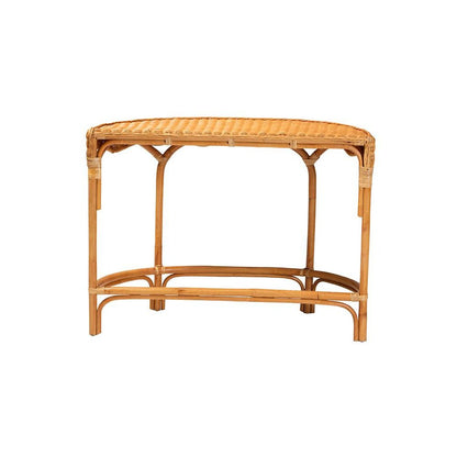 bali & pari Wakana Modern Bohemian Natural Brown Rattan Console Table