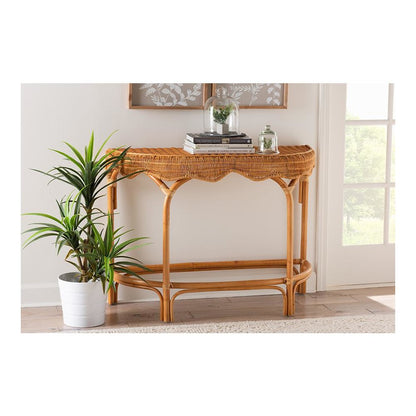 bali & pari Wakana Modern Bohemian Natural Brown Rattan Console Table