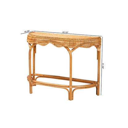 bali & pari Wakana Modern Bohemian Natural Brown Rattan Console Table