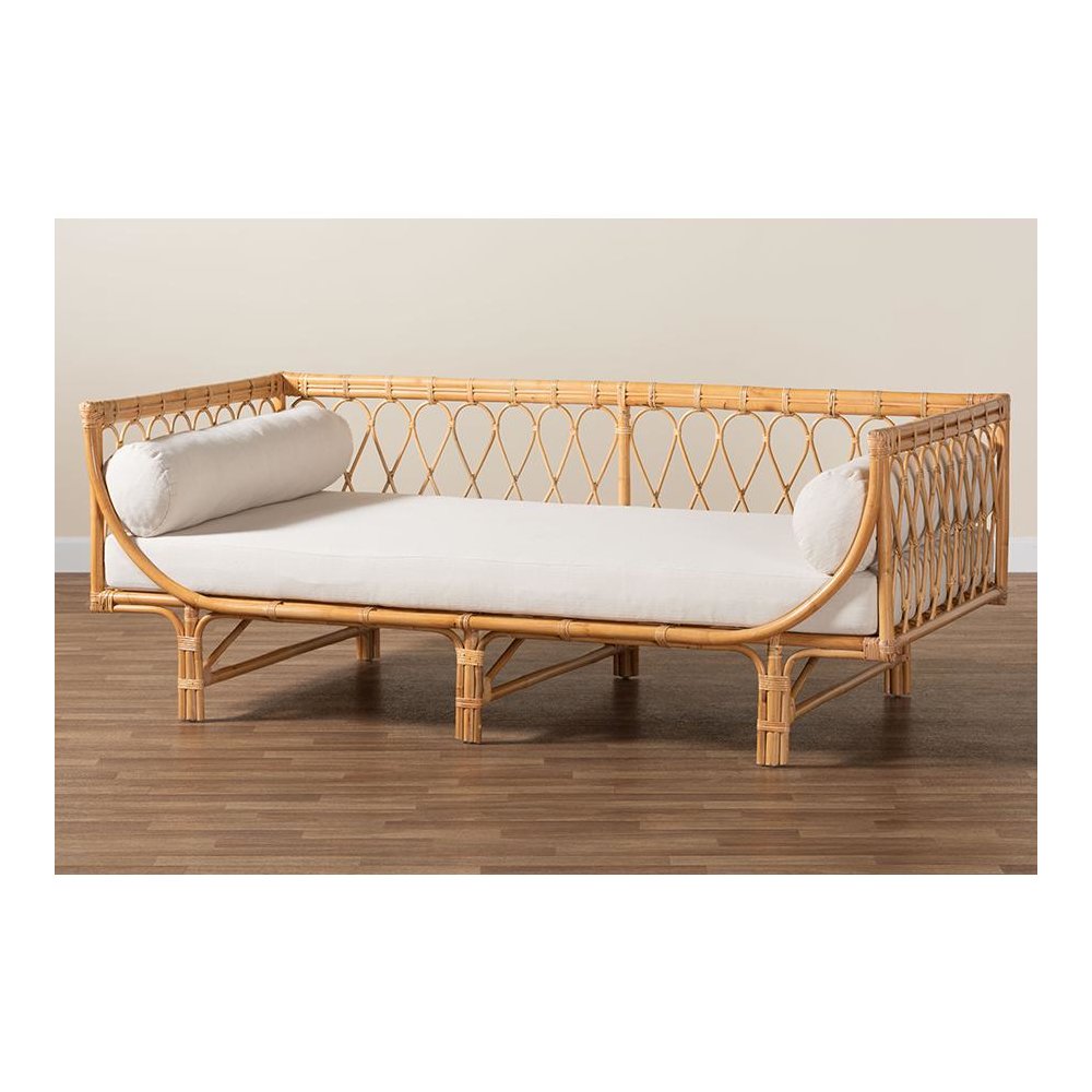 bali & pari Davida Modern Bohemian Natural Brown Rattan Daybed