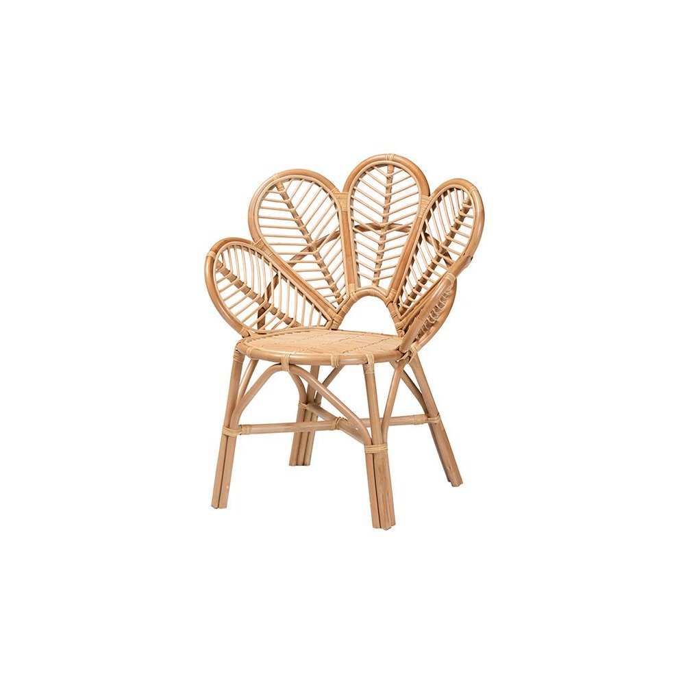 bali & pari Eliava Modern Bohemian Natural Rattan Flower Accent Chair