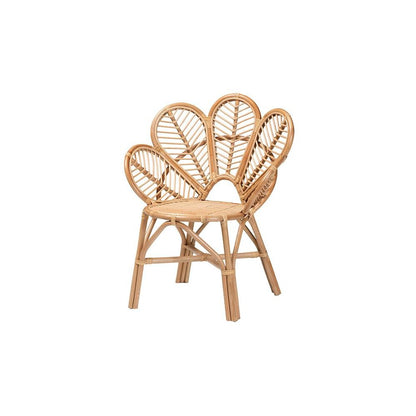 bali & pari Eliava Modern Bohemian Natural Rattan Flower Accent Chair