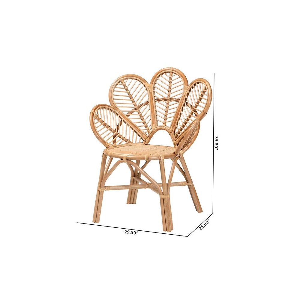 bali & pari Eliava Modern Bohemian Natural Rattan Flower Accent Chair