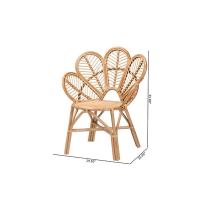 bali & pari Eliava Modern Bohemian Natural Rattan Flower Accent Chair