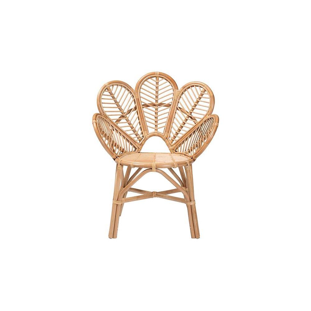 bali & pari Eliava Modern Bohemian Natural Rattan Flower Accent Chair