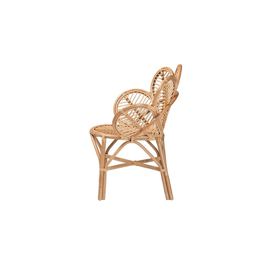 bali & pari Eliava Modern Bohemian Natural Rattan Flower Accent Chair