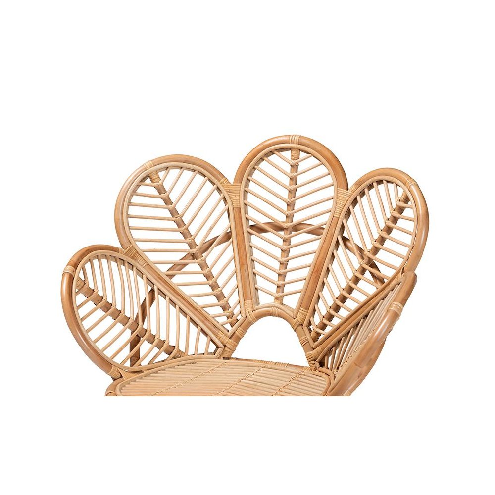 bali & pari Eliava Modern Bohemian Natural Rattan Flower Accent Chair